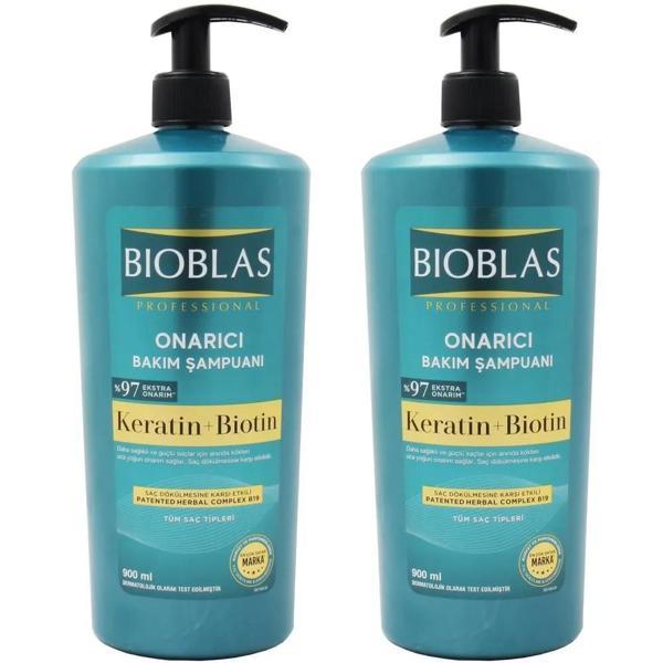 Bioblas keratin ve biotin onarıcı bakım şampuanı 2 x 900 ml - Image 1