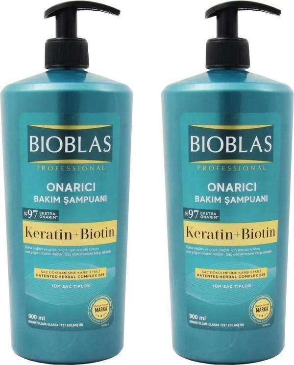 Bioblas keratin ve biotin onarıcı bakım şampuanı 2 x 900 ml - Image 1