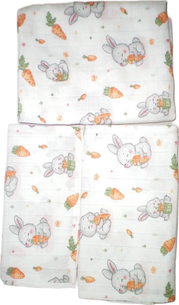 More Home Çok Amaçlı  Müslin Bez Battaniye Set 5 Parça  Havuç Yiyen Tavşan - Image 1