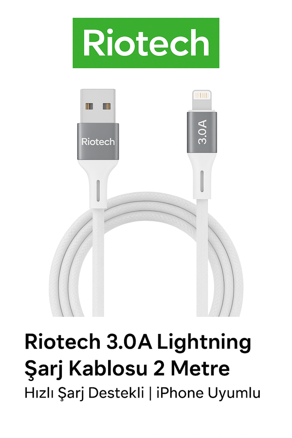 Rio Tech 3.0A Lightning Kablo 2M-X13 - Image 1