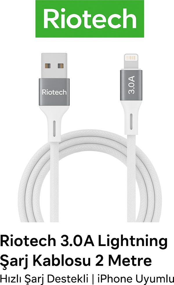 Rio Tech 3.0A Lightning Kablo 2M-X13 - Image 1
