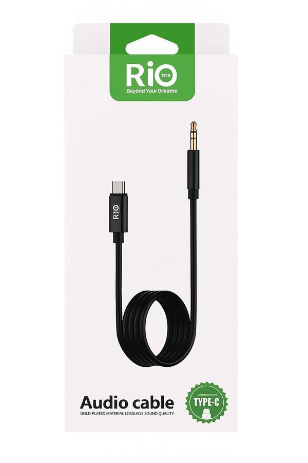 Rio Tech Type-C to 3.5mm Altın Uçlu Ses Kablosu-A3 - Image 1