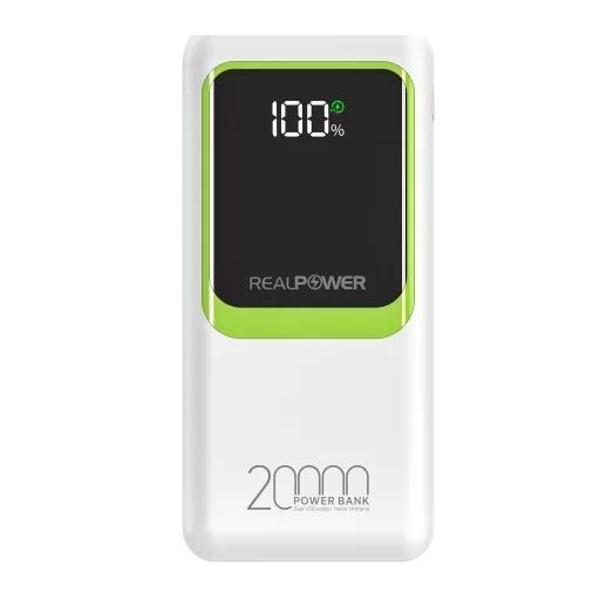 Realpower 20000Mah 22.5W Dahili Kablolu Taşınabilir Beyaz Powerbank Rp-Pbc2 - Image 1