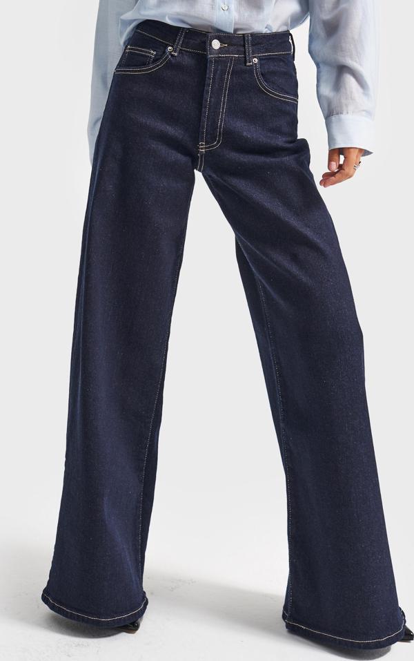 Kadın İndigo Renk 7w5-50 LYL36 Palazzo Fit Esnek Kumaş İç Boy 80cm Denim Jean - Image 1