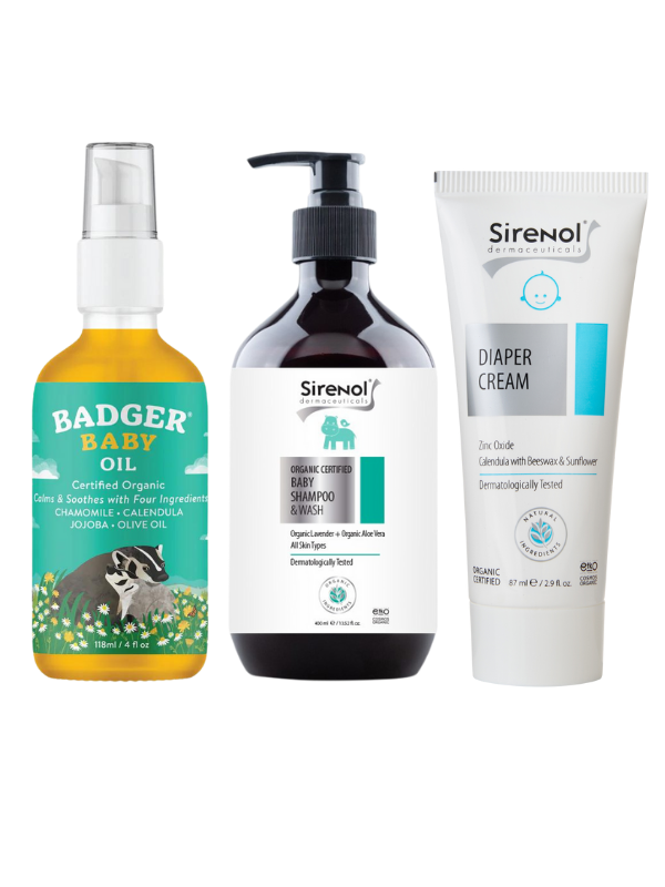 Badger Bebek Yağı ve Sirenol Organik Pişik Kremi, Bebek Şampuanı Set - Image 1