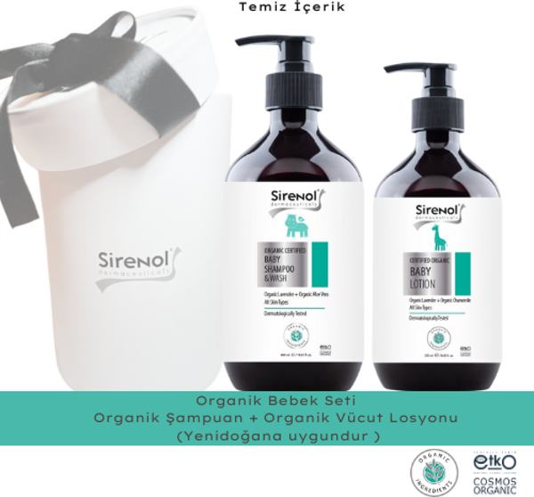 Sirenol Organik 2'li Bebek Bakım Seti - ( Şampuan +Vücut Losyonu ) 400 mL / 250 mL - Image 1
