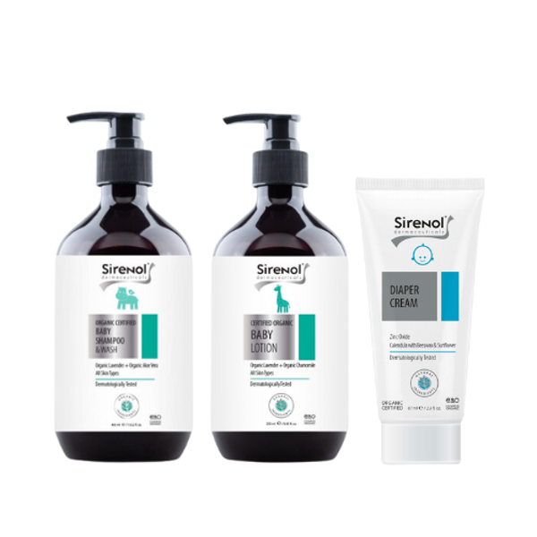 Sirenol Organik Bebek Şampuanı, Losyonu ve Organik Pişik Kremi Set 400 mL / 250 mL / 87 mL - Image 1