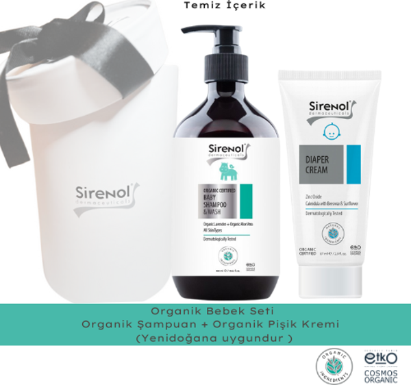 Sirenol Organik 2'li Bebek Bakım Seti (Şampuan + Pişik Kremi) 400 mL / 87 mL - Image 1