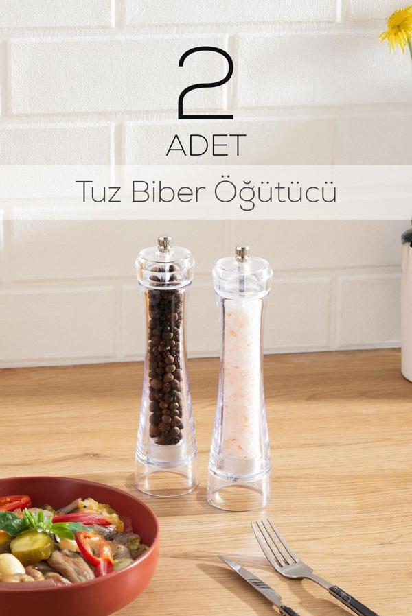 Porsima 5915366 Baharat Öğütücü 2li Set Değirmen Baharat Değirmeni El Değirmeni Tuz Karabiber Öğütücü Baharatlık		 - Image 1