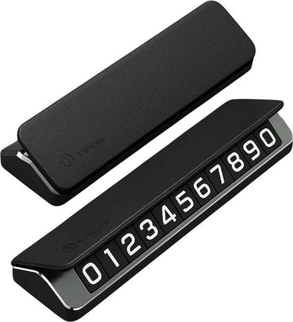 Coofbe Deri Kapaklı Gizlenebilir Alüminyum Araç Park Telefon Numaratörü Geçici Park Numaratör Plakalık - Image 1