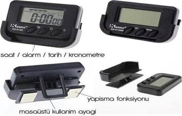 BUFFER® Ev ve Araç Tipi Dijital Saat Kronometreli Alarmlı Pilli Saat - Image 1