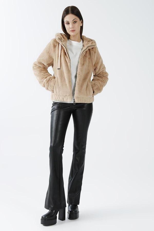Only Kadın Onlvıda Kapüşonlu Peluş Mont 15260047 Bej - Image 1