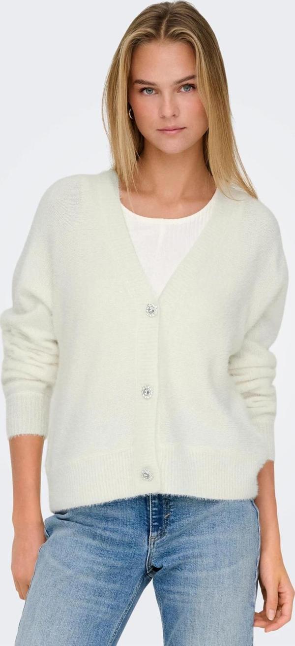 Only Kadın Onlella Düğmeli Uzun Kollu Örme Hırka 15259564 Ekru - Image 1