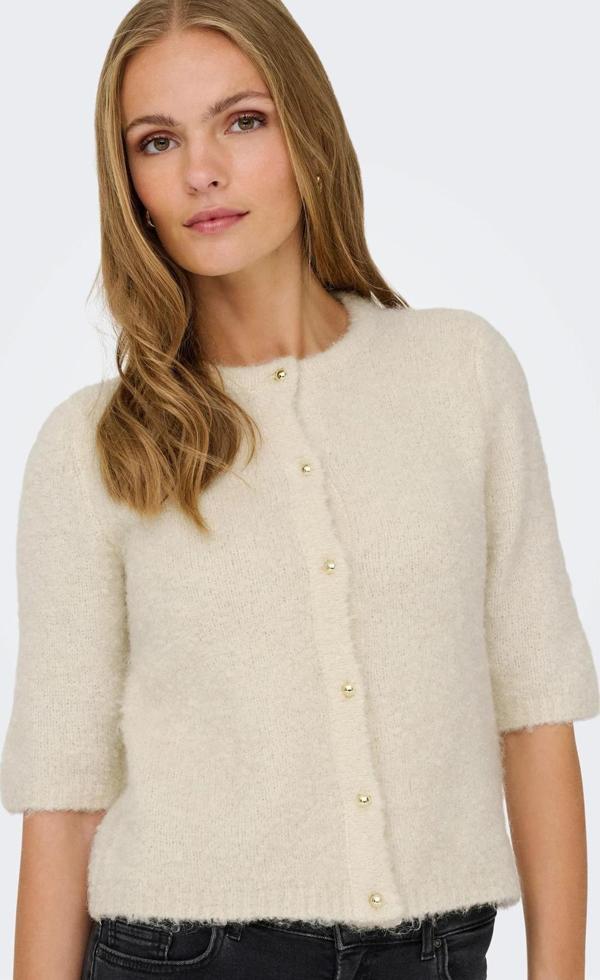 Only Kadın Onlcılle Kısa Kollu Yünlü Örme Hırka 15350782 Krem - Image 1