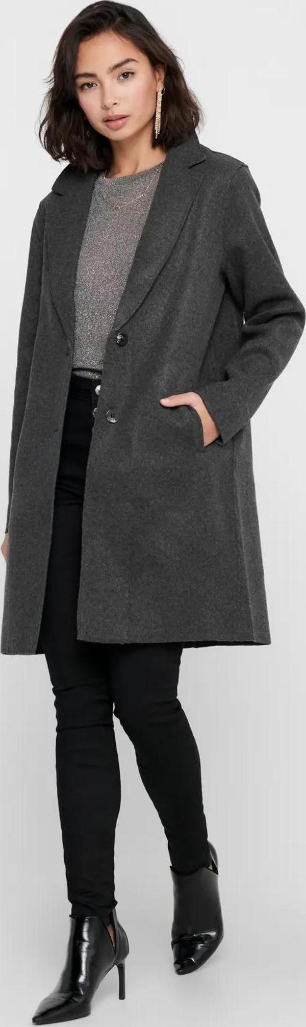 Only Kadın Onlcarrıe Çift Cepli Düğmeli Kaban 15213300 Koyu Gri - Image 1