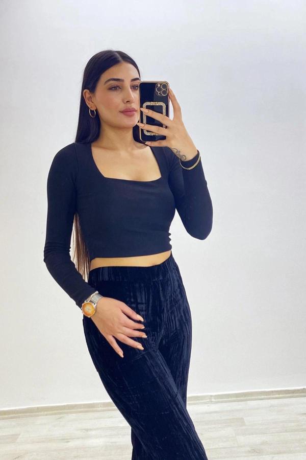 Kare Yaka Fitilli Body Siyah - Image 1