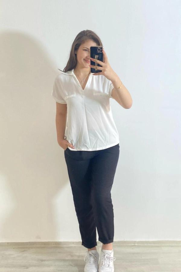 Ayrobin Kumaş Gömlek Beyaz - Image 1
