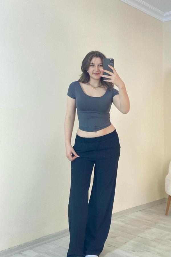 Basic Fit Polyemit Crop Tee Füme  - Image 1