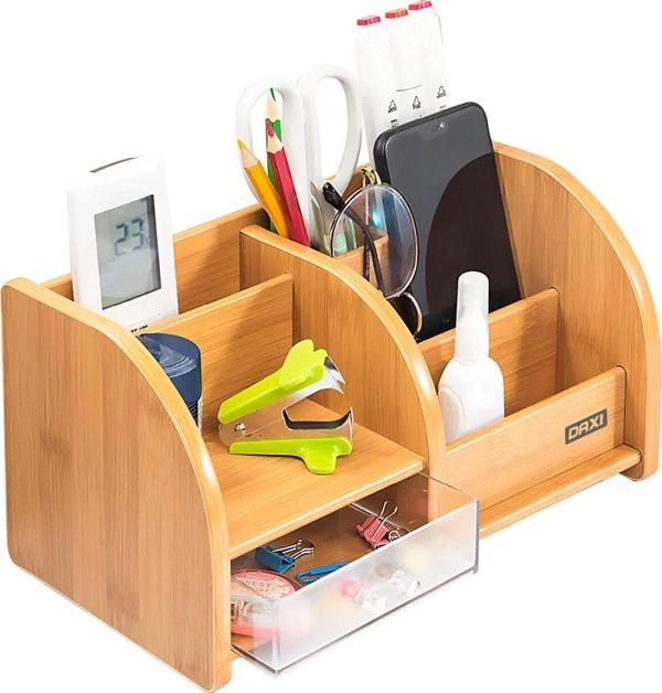 Supertrend Bambu Ahşap Çekmeceli Kalemlik Çok Amaçlı Masa üstü Makyaj Düzenleyici Organizer - Image 1