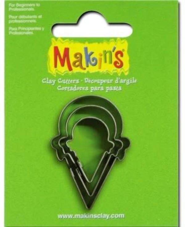 Makin's Clay Polimer Kil Kesme Kalıbı 3 Parça Dondurma Külahı - Image 1