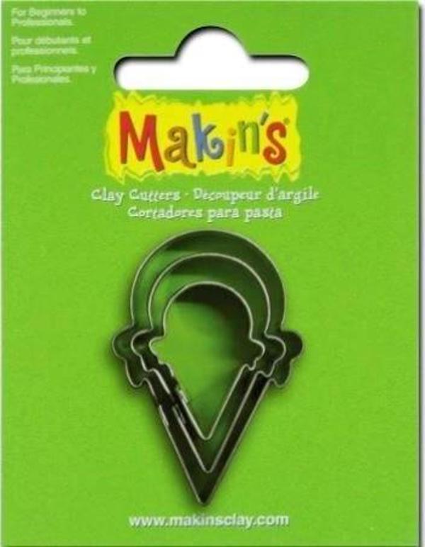 Makin's Clay Polimer Kil Kesme Kalıbı 3 Parça Dondurma Külahı - Image 1