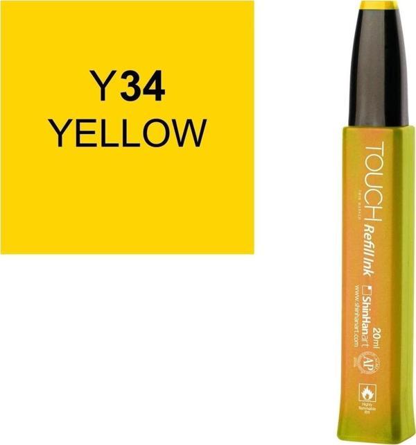 Touch Twin Marker Refill Alcohol Ink Alkol Bazlı Mürekkep 20 ml. Y34 YELLOW - Image 1