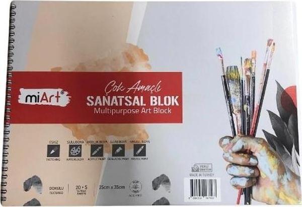 MiArt Resim Defteri Çok Amaçlı Dokulu 25x35 170 Gr. - Image 1