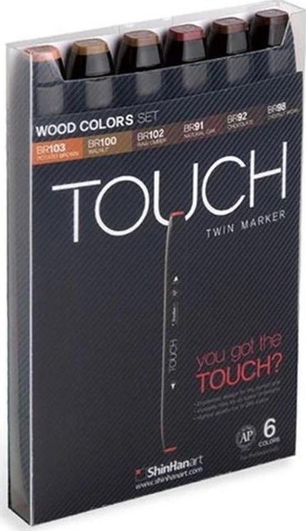 Touch Twin Marker Seti 6 Renk AHŞAP RENKLERİ - Image 1