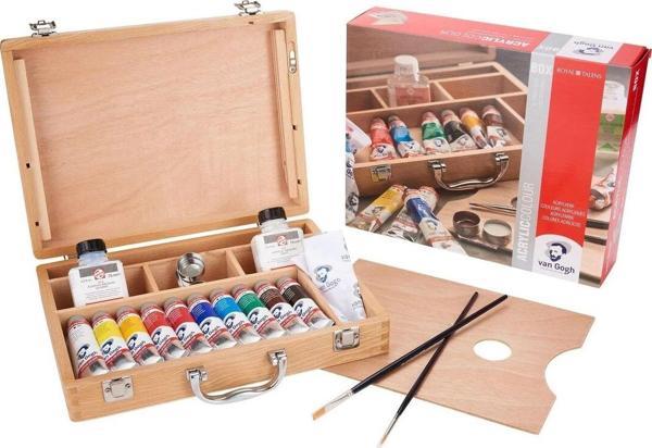 Van Gogh Basic Box Ahşap Çantalı Akrilik Boya Seti - Image 1