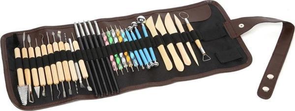 Seramik Heykel Polimer Kil Şekilendirme Modelaj Detay Seti 31 Parça Rulo Çanta - Image 1