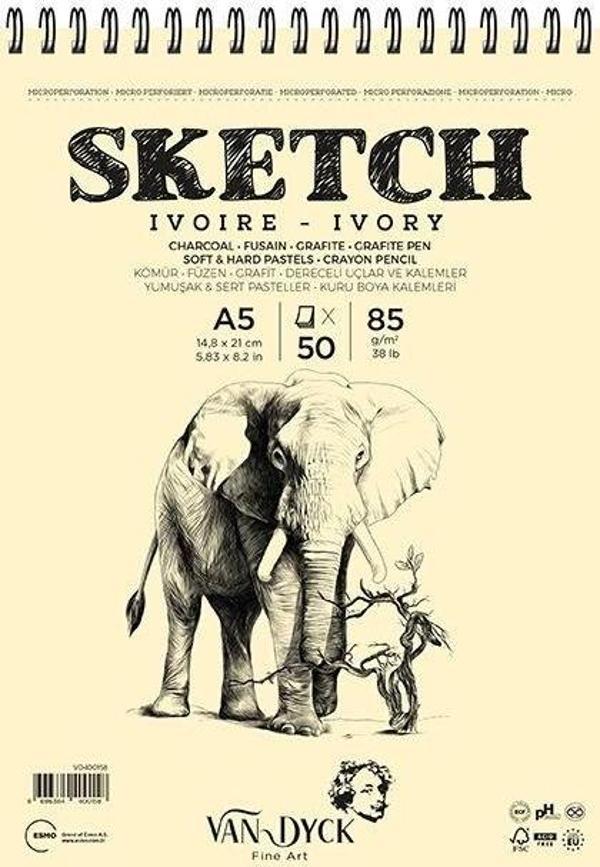 Supertrend Sketch Ivory(Fildişi) Eskiz Çizim Defteri Üstten Spiralli 85 gr. A5 50 yp. - Image 1