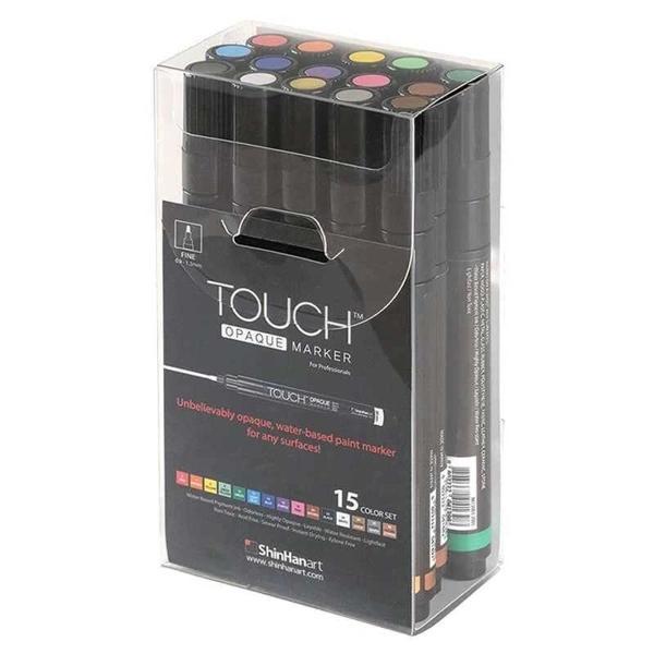 Touch Opaque Marker Su Bazlı Akrilik Boyama Markörü Kalemi Seti 15 Renk Fine Uç (0.8-1.3 mm) - Image 1