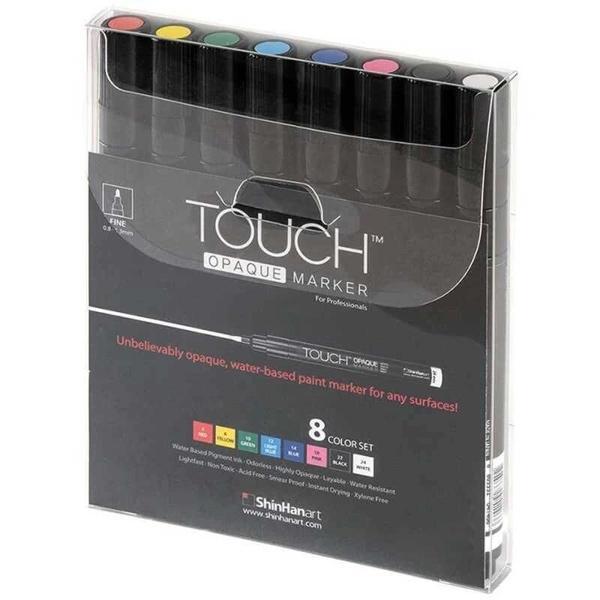 Touch Opaque Marker Su Bazlı Akrilik Boyama Markörü Kalemi Seti 8 Renk Fine Uç (0.8-1.3 mm) - Image 1