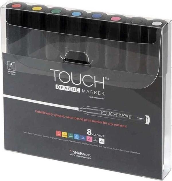 Touch Opaque Marker Su Bazlı Akrilik Boyama Markörü Kalemi Seti 8 Renk Medium Uç (1.5-2.3 mm) - Image 1