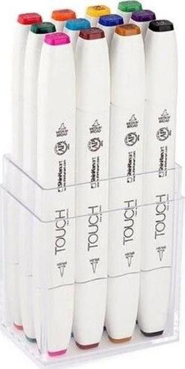 Touch Twin Brush Marker Fırça Uçlu Marker Seti 12 Renk ANA RENKLER - Image 1