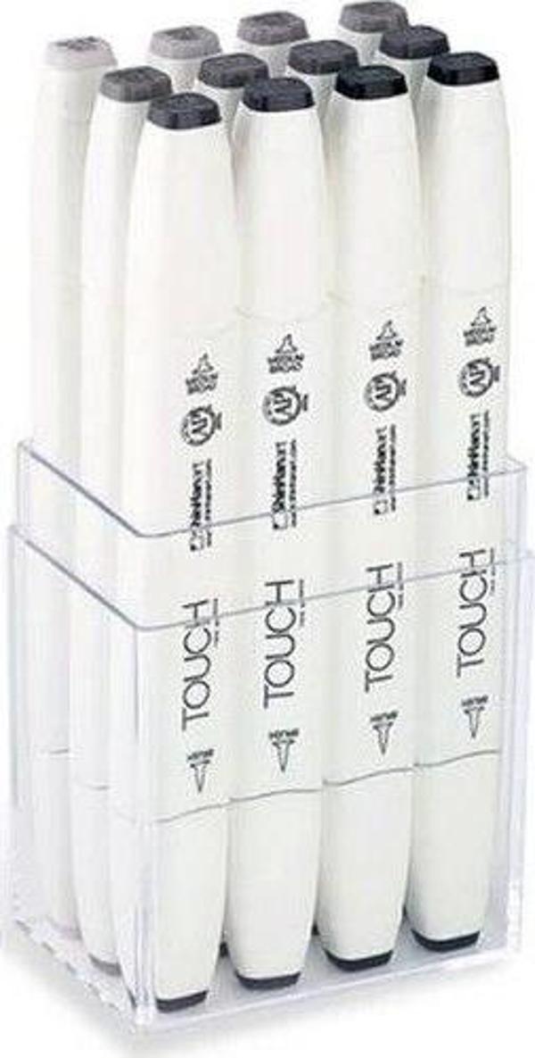 Touch Twin Brush Marker Fırça Uçlu Marker Seti 12 Renk SICAK GRİLER - Image 1