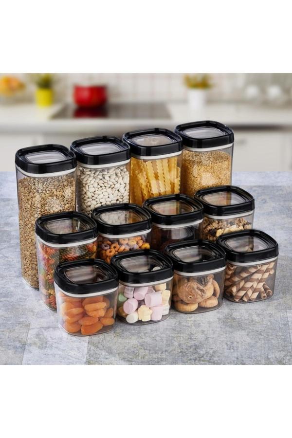 Ceronni Bonny Erzak Saklama Kabı 12Li Set 1,8 Lt 1 Lt 600 ml Siyah - Image 1