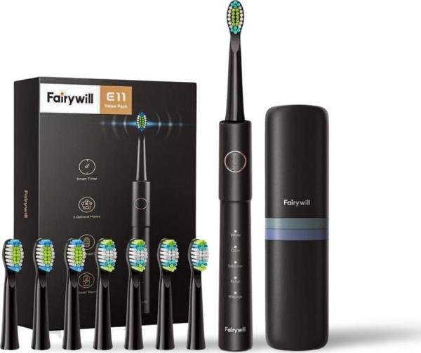 Fairywill E11 Sonic Şarj Edilebilir Diş Fırçası 5 Farklı Temizleme Modu + 8 Yedek Başlıklı Seyahat Kiti - Image 1