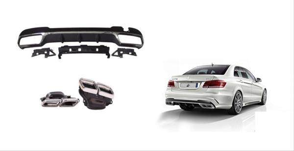Mercedes W212 E Serisi İçin 63 Difüzör & Egzoz Seti (Sılver Egzoz) AMG Makyajlı Kasa 2013-2016 - Image 1
