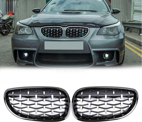 Bmw 5 Serisi E60 2004-2009 Uyumlu Dıamond Panjur ( Böbrek ) Krom Çerçeve - Image 1