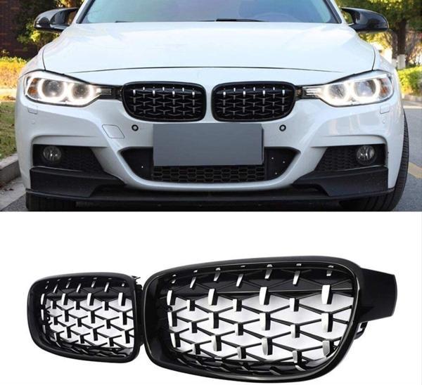 Bmw 3 Serisi F30 2012-2018 Uyumlu Dıamond Panjur ( Böbrek ) Pıano Black - Image 1