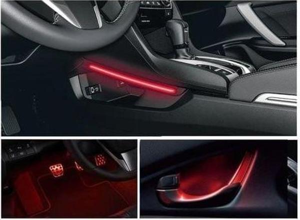 Honda Civic Fc5 2016-2020 Ayak-Kolçak-Vites Konsol Aydınlatma Ambians- Kırmızı - Image 1