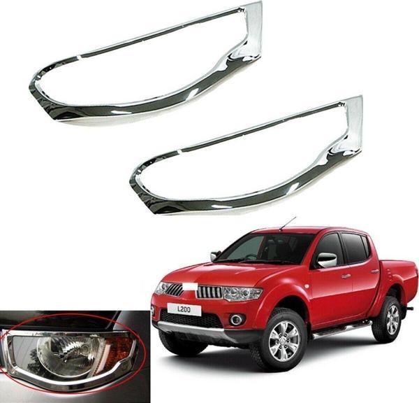Mitsubishi L200 (2008-2011) Arası Uyumlu Far Çerçeve Kaplama / Krom - Image 1