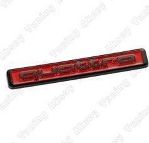 Audi Quattro Yapıştırma Kırmızı-Siyah Bagaj ve Çamurluk Logosu - Image 1