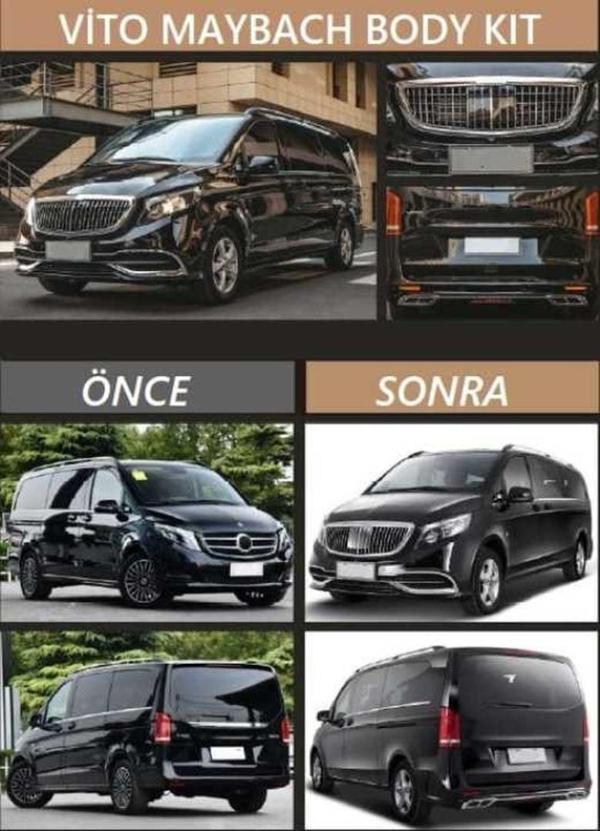 Mercedes W447 Vito (2016-2023) Arası Uyumlu Maybach Görünüm Body Kit / Kaputsuz - Büyük Panjur - Image 1