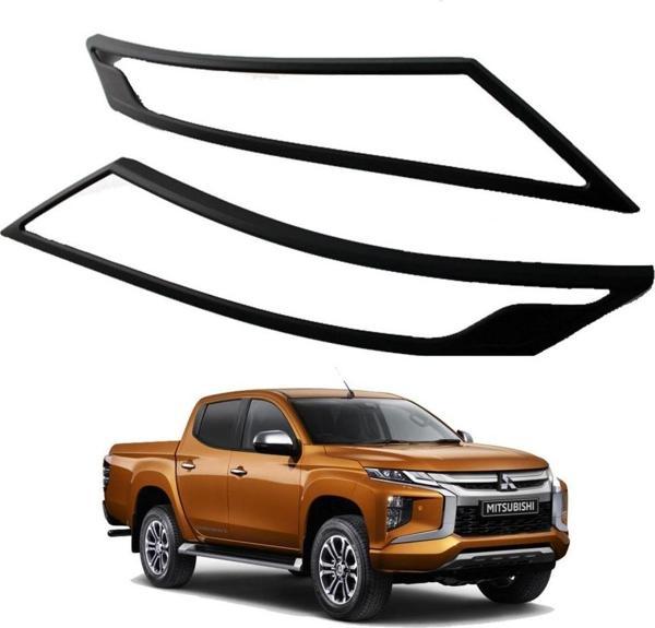 Mitsubishi L200 2019+ Uyumlu Far Çerçevesi Kaplama - Siyah - Image 1