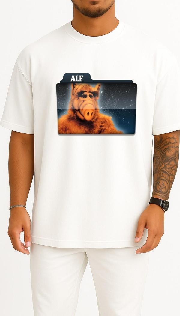 Oversize Alf Tv Series Yabancı Dizi Göğüs Tasarımlı Unisex T-Shirt - Image 1