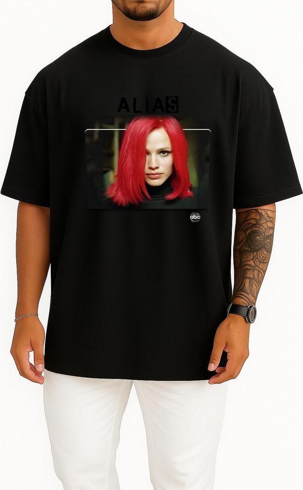 Oversize Alias Series And Season Folder İcons, Alias Göğüs Tasarımlı Unisex T-Shirt - Image 1