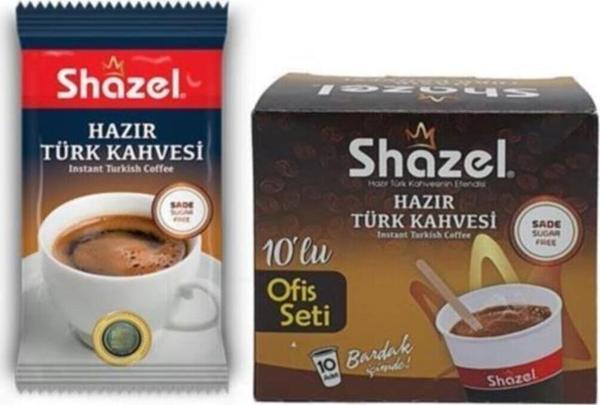 Shazel Hazır Türk Kahvesi Ofis Seti Sade 7 Gr 10 Adet - Image 1