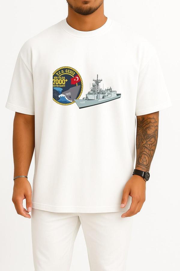 Oversize F495 Tcg Gediz Ve Peç Göğüs Tasarımlı Unisex T-Shirt - Image 1